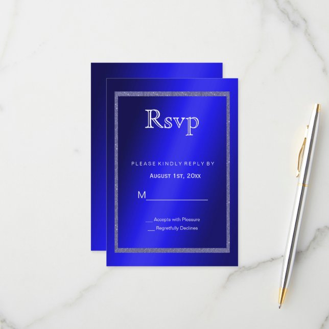 Cartão RSVP Molho Azul Masculino e Largura 50º Aniversário (Frente/Verso In Situ)