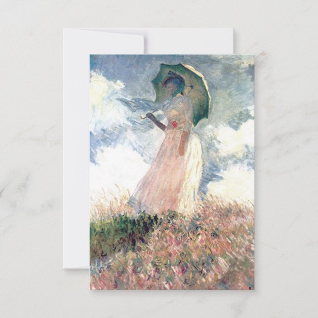 Cartão RSVP Monet Woman com Parasol à esquerda (Frente)