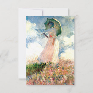 Cartão RSVP Monet Woman com Parasol à esquerda