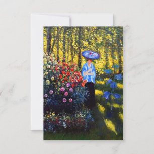 Cartão RSVP Monet Woman com Parasol no Jardim