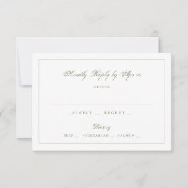 Cartão RSVP Monograma Clássico Casamento Verde Musgo
