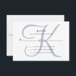 Cartão RSVP Monograma Clássico Moderno | Casamento de Dusty Bl<br><div class="desc">Estas cartas de RSVP de casamento de na moda exibem seu monograma em texto grande e moderno colorido em azul empoeirado em fundo branco. Uma simples e elegante busca pelo seu casamento moderno.</div>