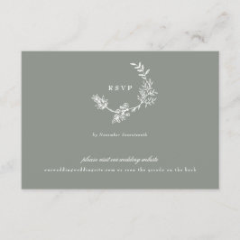 Cartão RSVP Monograma clássico Sage Green - Linha de casamento