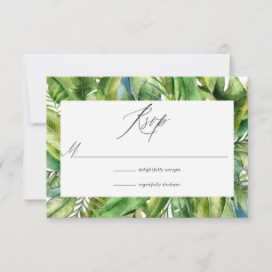 Cartão RSVP Monograma de Aquarela Casamento de Verão Tropical
