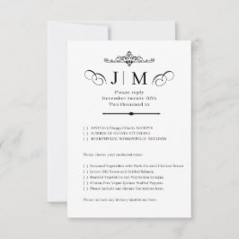 Cartão RSVP Monograma de Caligrafia Clássica para Casamento RS
