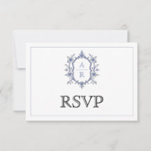 Monograma floral elegante azul monograma Código QR