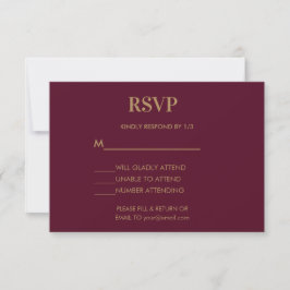 Cartão RSVP Monograma Minimalista de Casamento Dourado