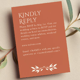 Cartão RSVP Monograma Mínimo Vermelho de Cobre Estimulado