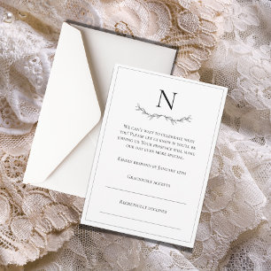 Cartão RSVP Monograma preto e branco moderno