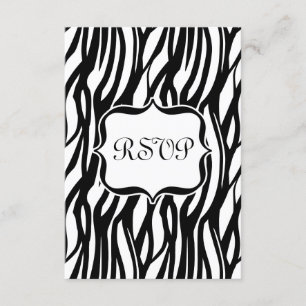 Cartão RSVP Monograma preto/zebra branco Funky