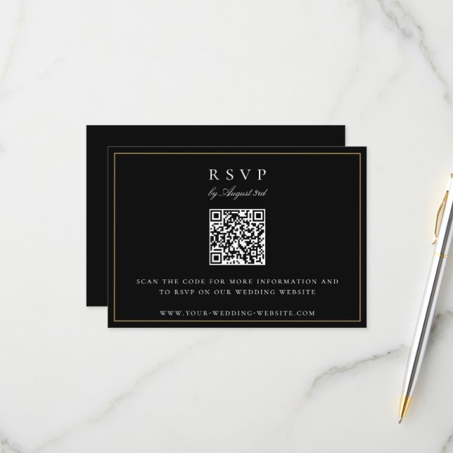 Cartão RSVP Monograma QR Código Casamento de Segura Botânica (Frente/Verso In Situ)