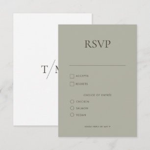Cartão RSVP Monograma Simples Moderno Mistura e Casamento de C