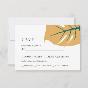 Cartão RSVP Monstera   Amarelo    Escolha de refeição para RSV