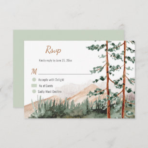 Cartão RSVP Montanhas Rustic Elegance Forest Pine Spruce Árvor