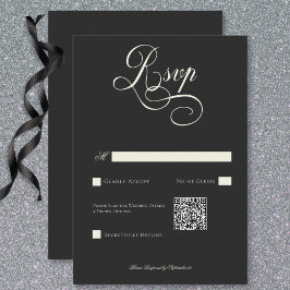 Cartão RSVP Moody Victorian Moon & Sun Wedding Código QR