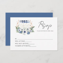 Cartão RSVP Moon Crystals Flores Boho Casamento Metafísico
