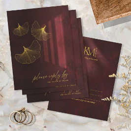 Cartão RSVP Moonlight Romance Wedding Burgundy ID881