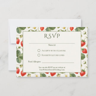 Cartão RSVP Morango Botânico de Verão Moderno Fruta