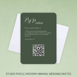 Cartão RSVP Moss Green - Casamento Moderno Elegante