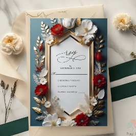 Cartão RSVP Motif Floral Luxurioso com Casamento de Folhas de 