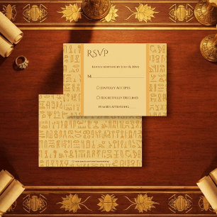 Cartão RSVP Motivos Hieroglíficos do Antigo Egito Casamento Eg