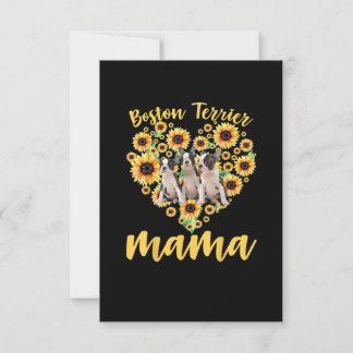 Cartão RSVP Mulheres Sunflower Boston Terrier Mama Dog Lover