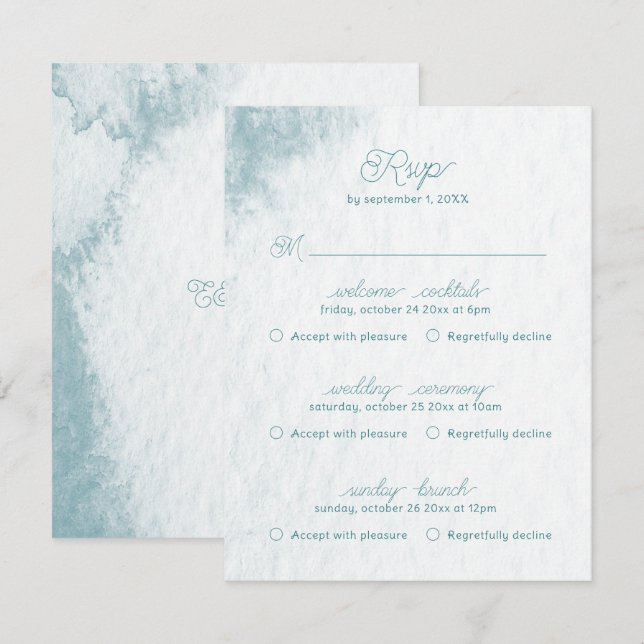 Cartão RSVP Multi Evento Sob o Mar Caprichoso Aquarela Praia (Frente/Verso)