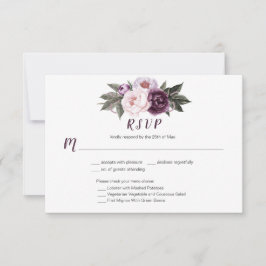 Cartão RSVP Nº 3, Escolha do Buquê de Peões Rosa Púrpura