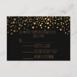 Cartão RSVP Na moda Confetti - Pontos Dourados | Branco