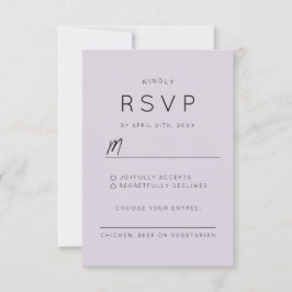 Cartão RSVP Na moda de Casamento de Lavanda Roxo Moderno