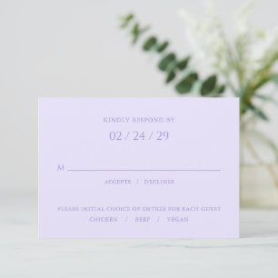 Cartão RSVP Na moda Lilac Modern Wedding