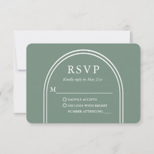 Cartão RSVP Na moda Modern Arch Wedding Sage Green
