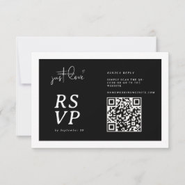 Cartão RSVP Nada sofisticado, apenas amor Preto e Branco QR-co