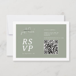 Cartão RSVP Nada sofisticado, apenas amor Sage Green QR-code R