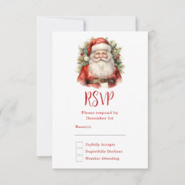 Cartão RSVP Natais vintages que Santa Claus sorri