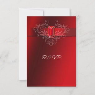 Cartão RSVP Natal do Casamento de Ruby da Faixa Vermelha Elega