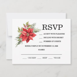 Cartão RSVP Natal Winter Poinsettia Watercolor