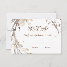 Cartão RSVP Natural Watercolor Herbs Secos Wreath Casamento Ru