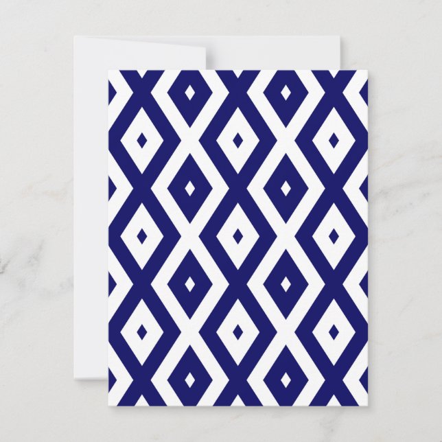 Cartão RSVP Navy blue and white diamond pattern (Frente)