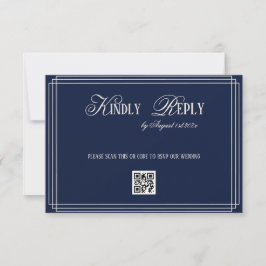 Cartão RSVP Navy Timeless Old Money Wedding