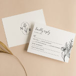Cartão RSVP Negra Branca Moderna Mínima Elegante<br><div class="desc">Placa RSVP Elegante de Casamento Mínimo Branca Negra. Monograma atrás.</div>