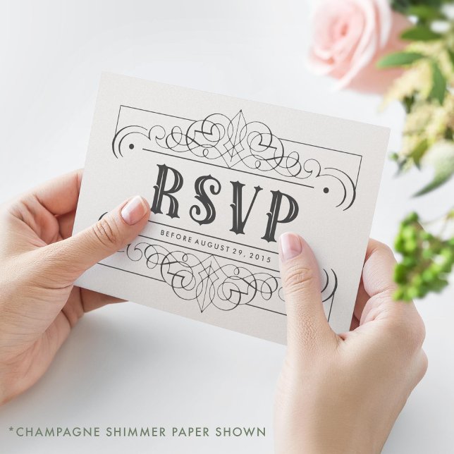 Cartão RSVP Negro e Branco do Sudoeste Elegante (Criador carregado)