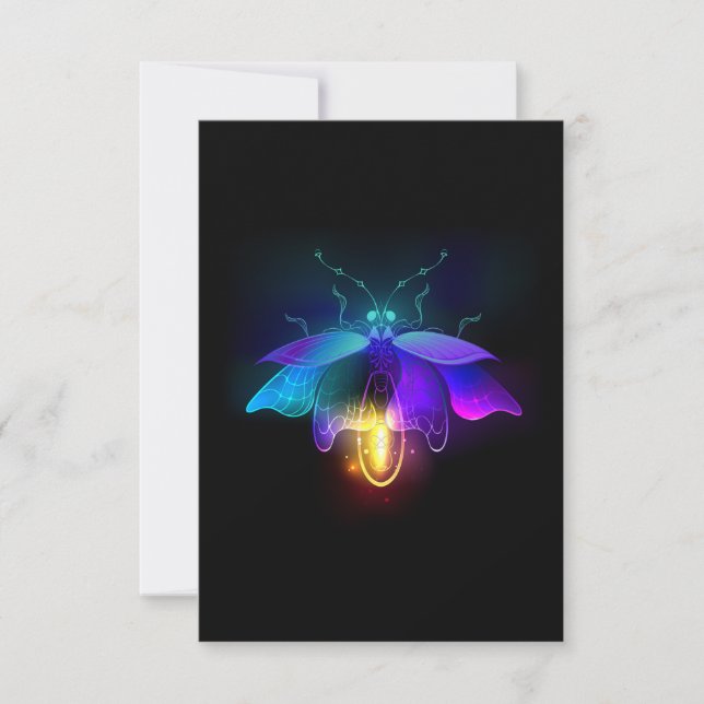 Cartão RSVP Neon Firefly a preto (Frente)
