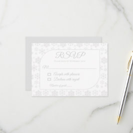Cartão RSVP Neve no Amor Casamento de Inverno