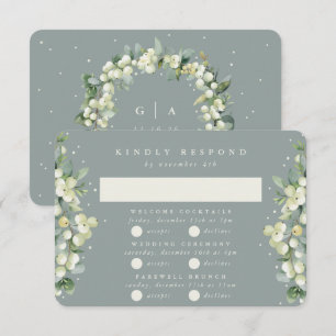 Cartão RSVP Neve Verde + Eucalipto Casamento Multi-Evento