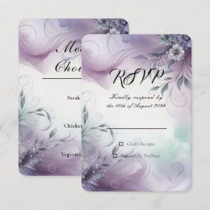 Cartão RSVP Névoa de Lavanda e Murmúrios de Aquarela Casamento