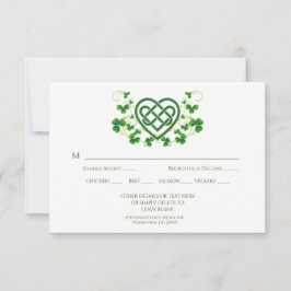 Cartão RSVP Nó Celta Irlandês Tradicional de Amor e Trevos