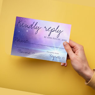 Cartão RSVP Noite Estelar Sob O Casamento De Estrelas Legantes