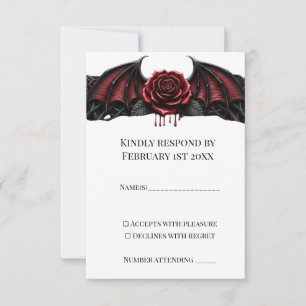Cartão RSVP Noite Eterna Casamento de Vampiro Gótico Romance S