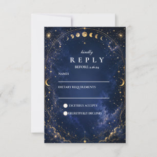 Cartão RSVP Noites Estreladas Caprichosas Casamento Celestial